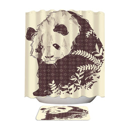Abstract Panda in Leaves Shower Curtain