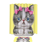 Adorable Grey White Girl Kitten Shower Curtain
