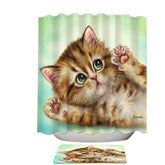 Adorable Kittens Art Relaxing Kitty Cat Shower Curtain