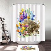 Art Painting Flowers and Cute Hedgehog Shower Curtain