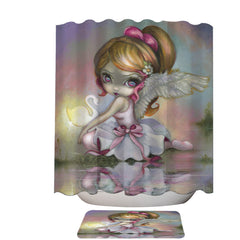 Art Painting Swan Lake White Swan Ballerina Girl Shower Curtain