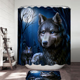 Art Painting Wolves Night Shower Curtain