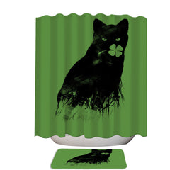 Artistic Ambivalence Cat and Clover Shower Curtain