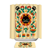 Artistic Bauhaus Spring Cat Sunflower Shower Curtain