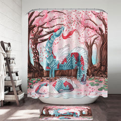 Artwork Cherry Blossom Breeze Japanese Dragon Shower Curtain