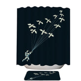 Astronaut Flying with Birds Shower Curtain