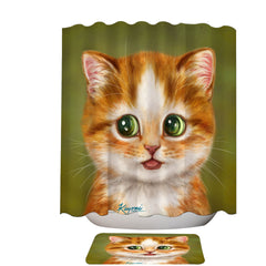 Adorable Painted Ginger kitty Cat Shower Curtain