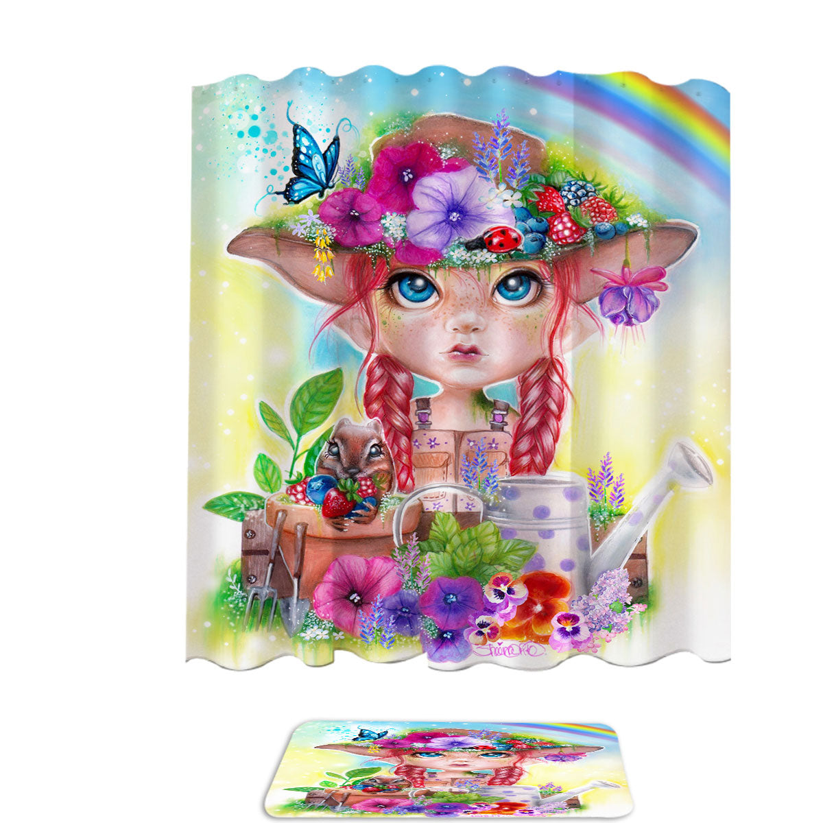 Adorable Kids Design Gracie the Gardener Girl Shower Curtain