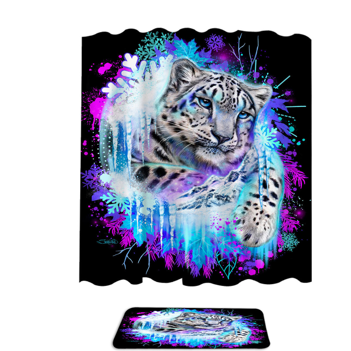 Animals Art Snow Leopard Spirit Shower Curtain