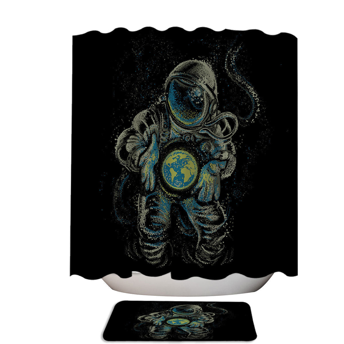 Artistic Astronaut Love Earth Shower Curtain