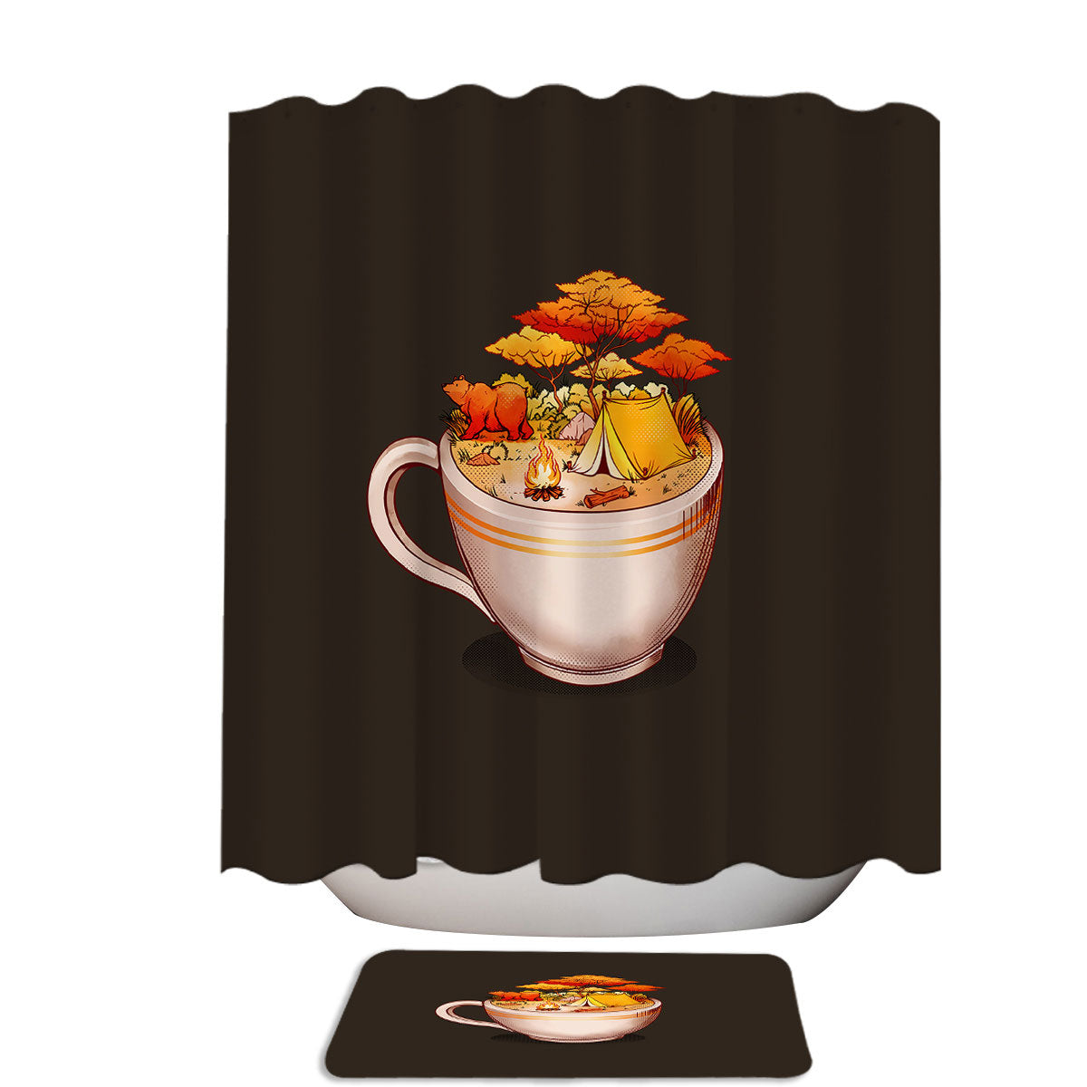 Artistic Autumn Camping in a Cup Shower Curtain