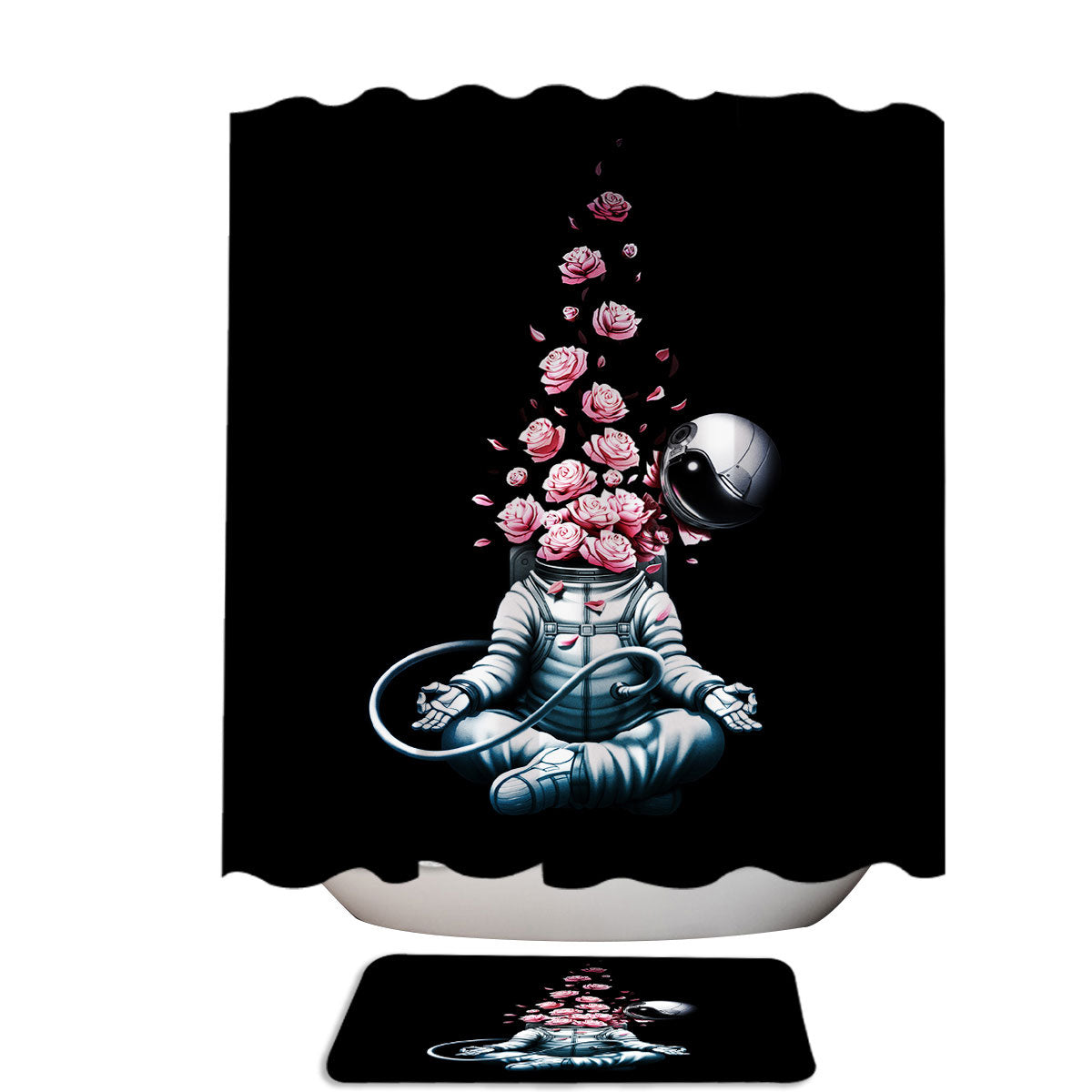 Astronaut Astro Meditation and Roses Shower Curtain