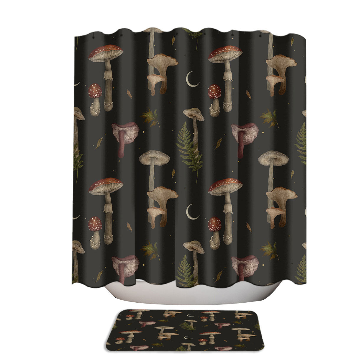 Autumn Forest Mushrooms Shower Curtain