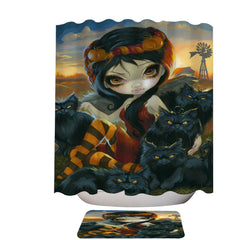 Autumn Kitties and the Dark Angelic Fairy Shower Curtain