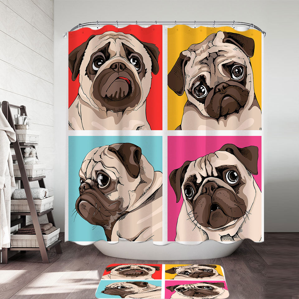 Adorable Pug Shower Curtain