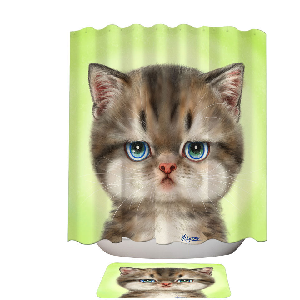 Adorable Cats Displeased Puffy Kitten Shower Curtain